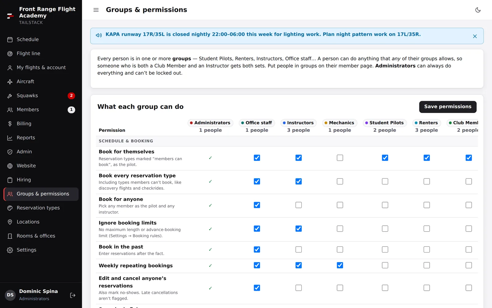 Groups & permissions