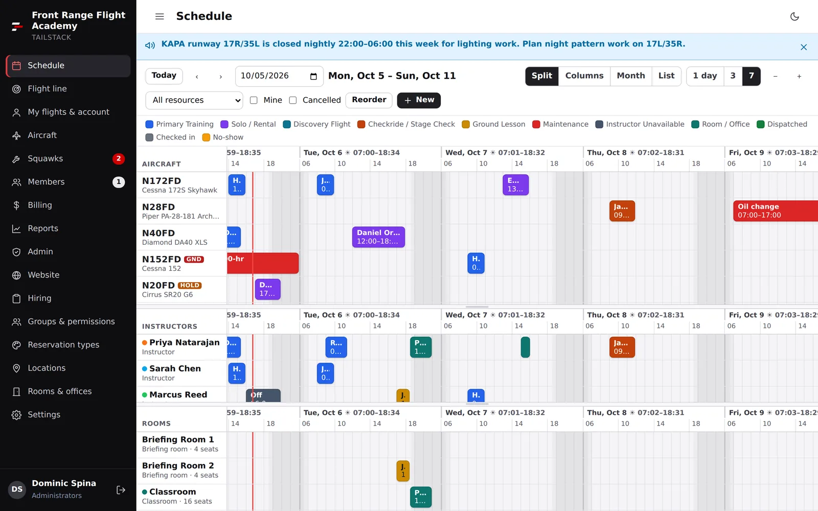 Schedule — week